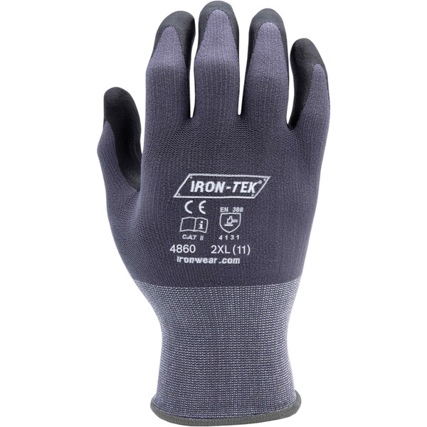 Tear-resistant 15 Ga Iron-Tek Glove , Foam Nitrile Coating W/ Extnd Cuff , Reinforced Stitching PR